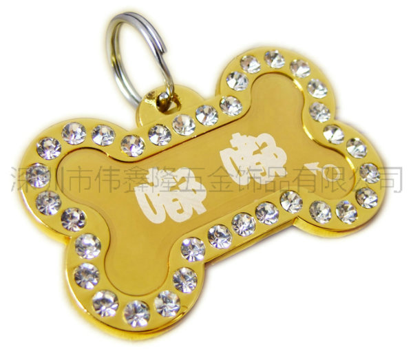 鑲鉆狗骨頭吊墜 鑲鉆狗骨頭吊墜