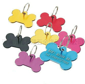 鋁陽極彩色狗骨頭吊牌 鋁陽極彩色狗骨頭吊牌